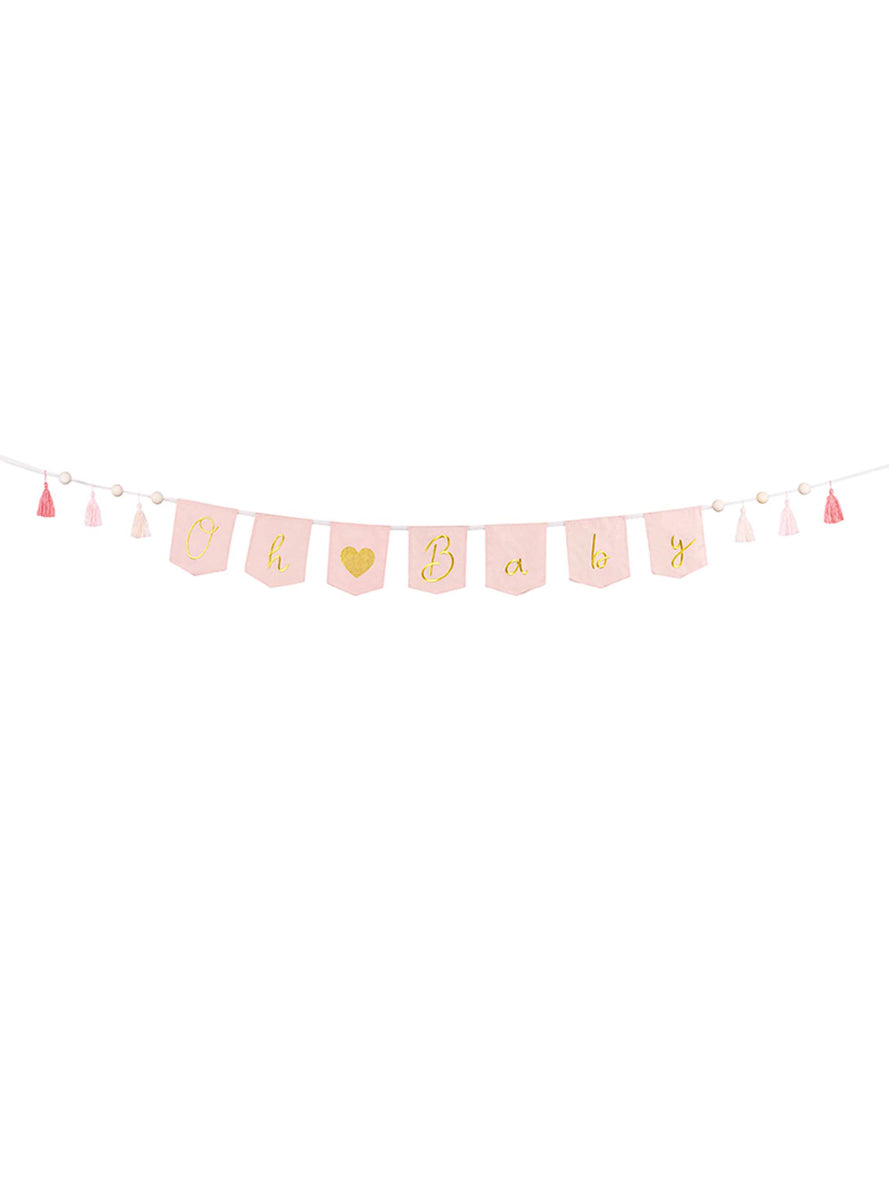 Oh Baby Girl 250cm Pink Baby Shower Banner - Main Image