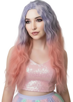 Image of Long Wavy Purple to Pink Ombre Women's Costume Wig - Main Image