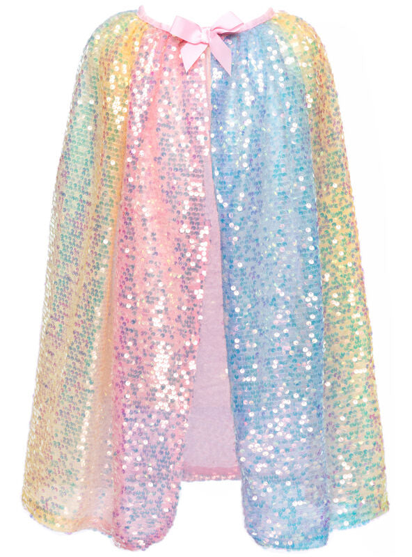 Ombre Rainbow Sequinned Girls Costume Cape - Main Image