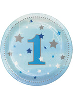 Image of One Little Star 1st Birthday 8 Pack Blue Paper Plates