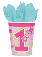 Image of One Wild Girl 1st Birthday 8 Pack Pink Paper Cups