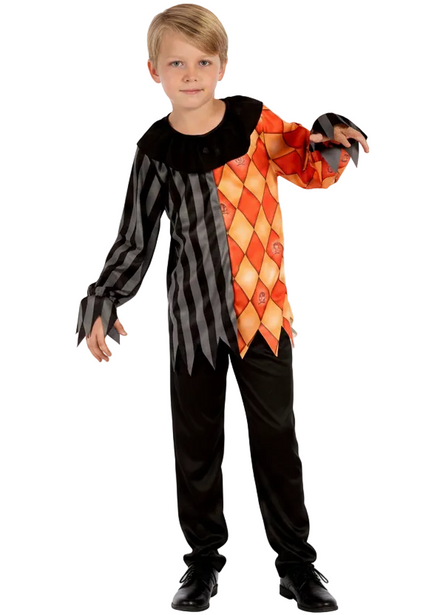 Boys Black and Orange Scary Clown Costume - Main Image