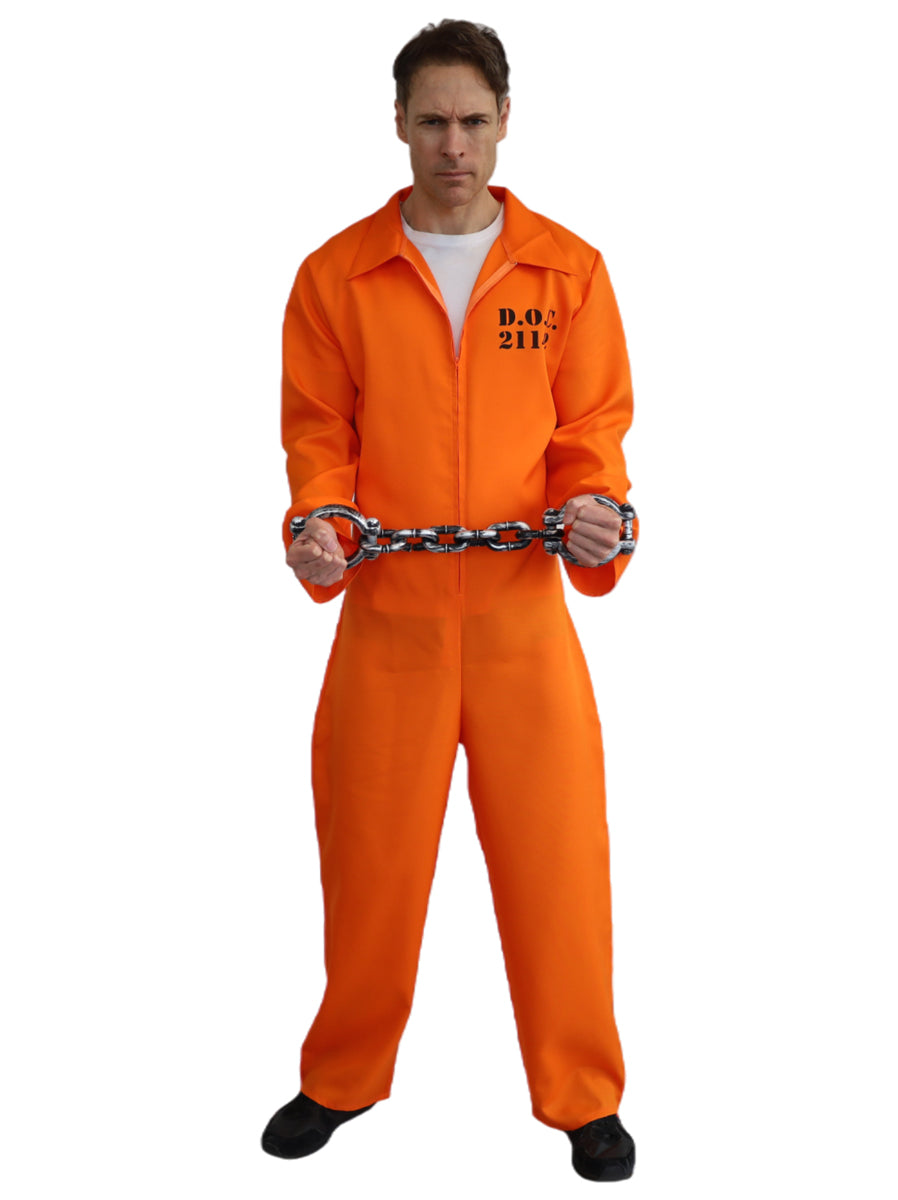 Jailbird Plus Size Men's Orange Prisoner Costume - Alternative Image