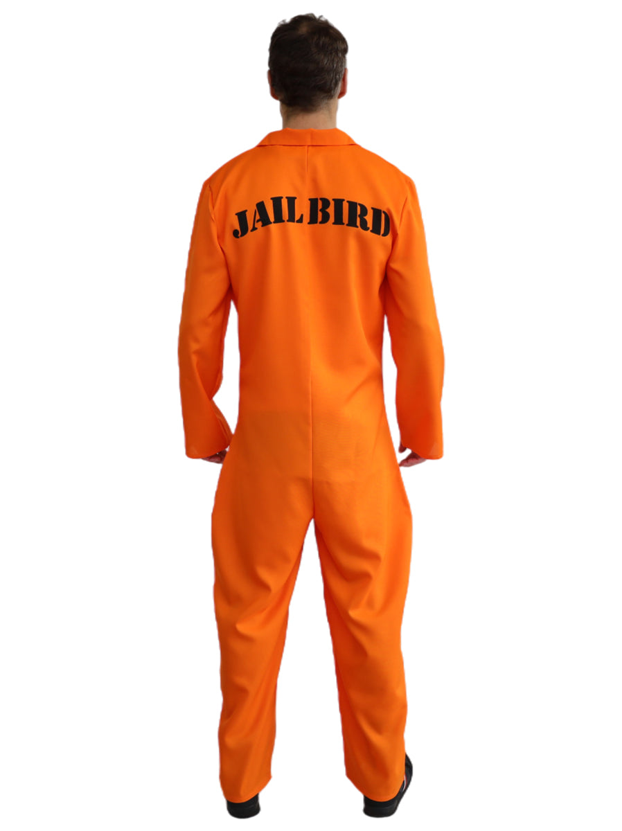 Jailbird Plus Size Men's Orange Prisoner Costume - Back Image