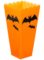 Image of Bat Design 19cm Orange Plastic Halloween Treat Box