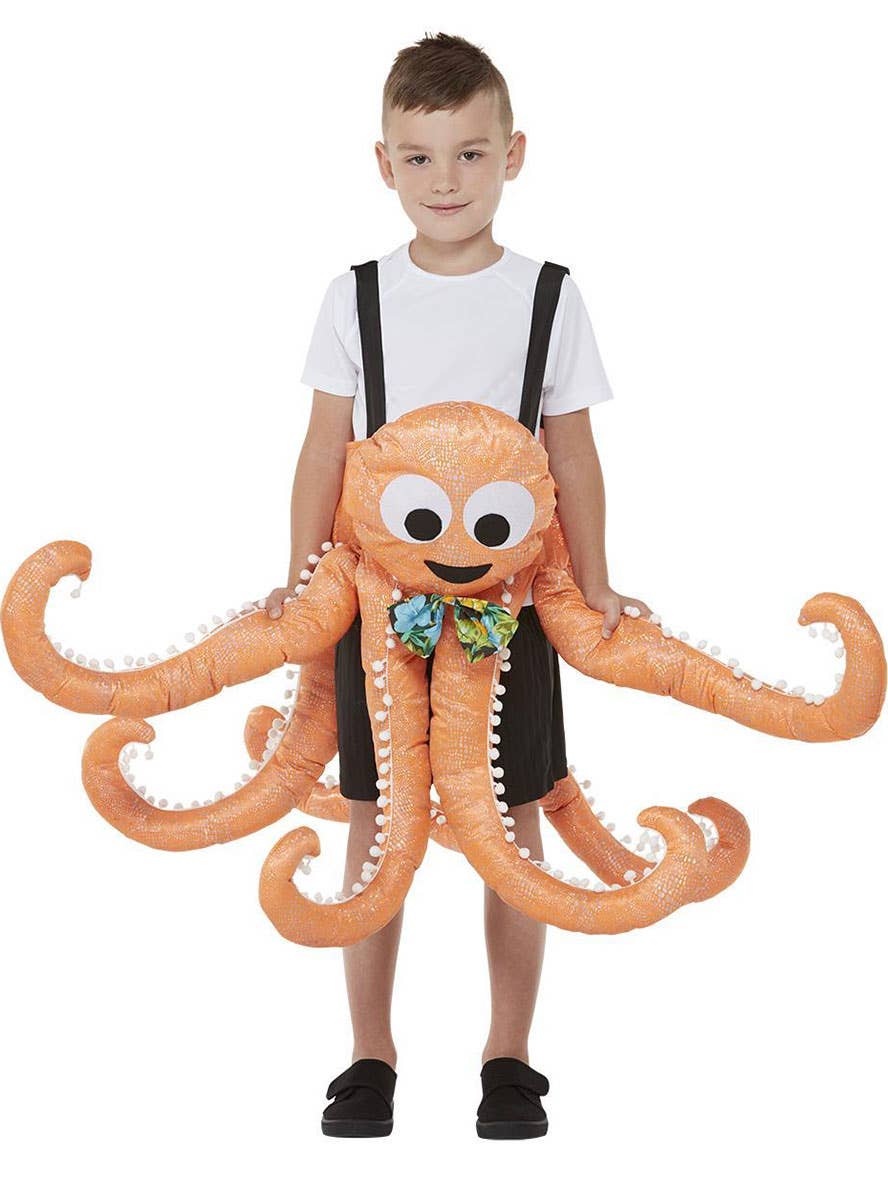 Image of Ride In Orange Octopus Kids Costume - Alternate Image