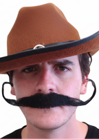 Outlaw Mens Large Black Costume Moustache - Main Image