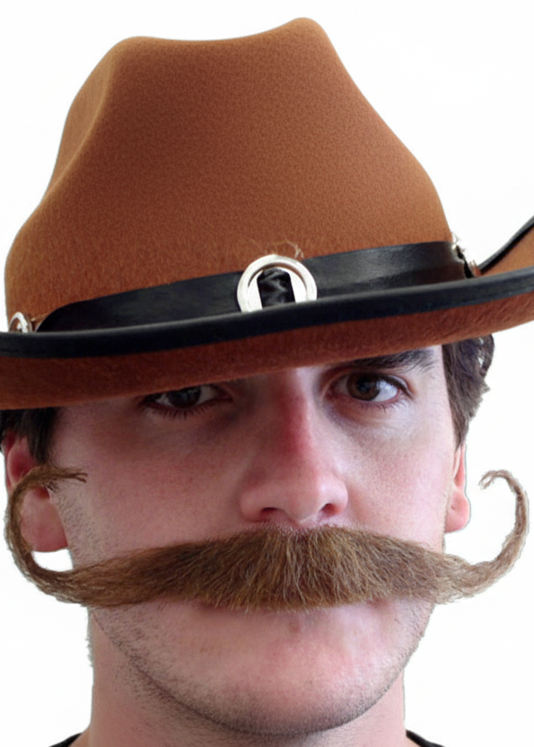 Outlaw Mens Large Brown Costume Moustache - Main Image