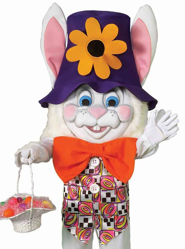 Adults Giant White Easter Bunny Mascot Costume - Zoom Image