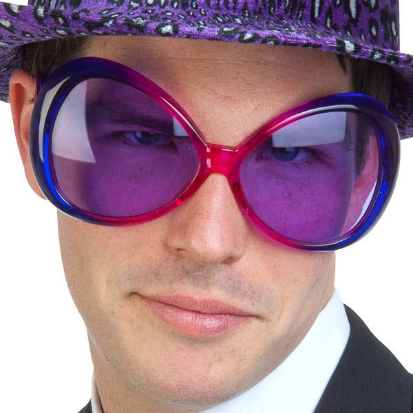 Jumbo Purple and Pink 70s Hippie Costume Glasses - Alternative View
