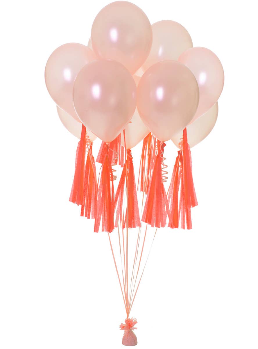 Image of Standard Coral 9 Pack 35cm Decorative Paper Tassels - Alternate Image