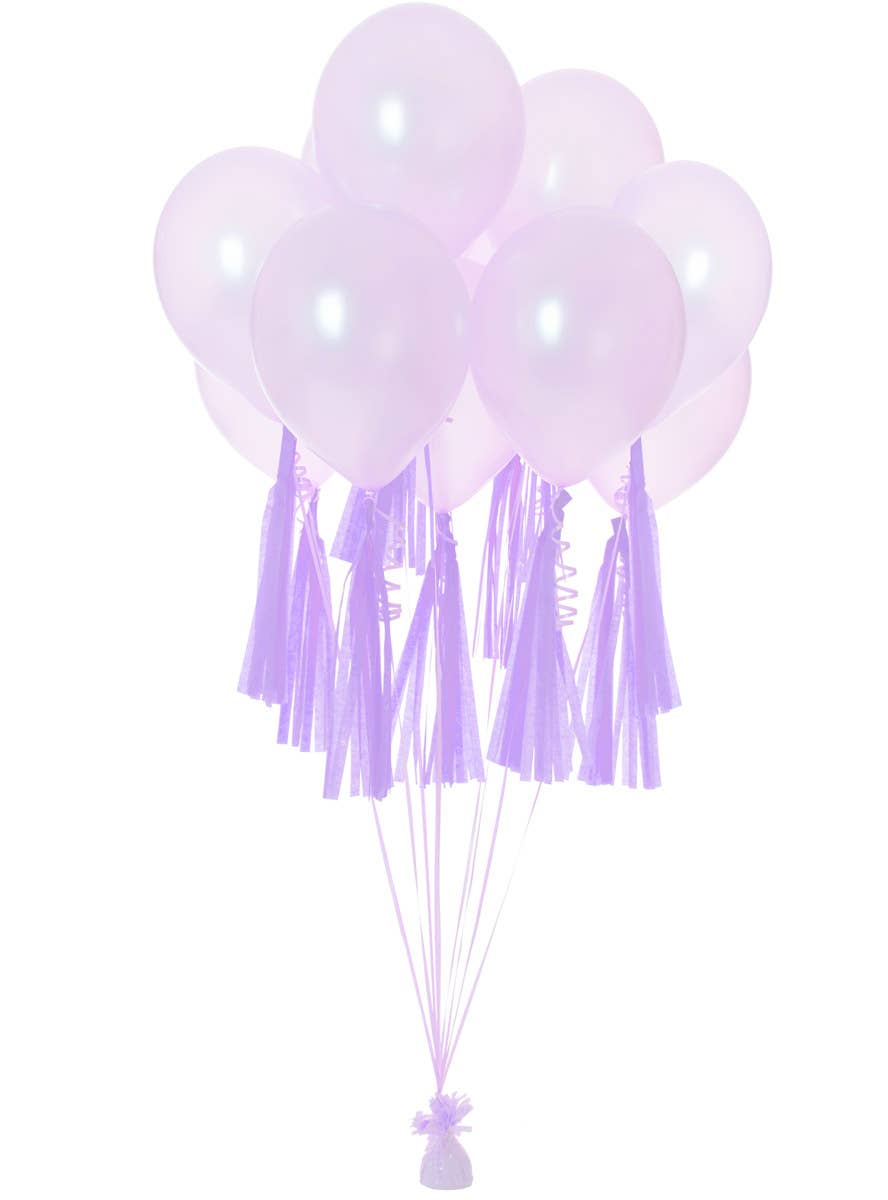 Image of Lavender Purple 9 Pack 35cm Of Decorative Paper Tassels - Alternate Image