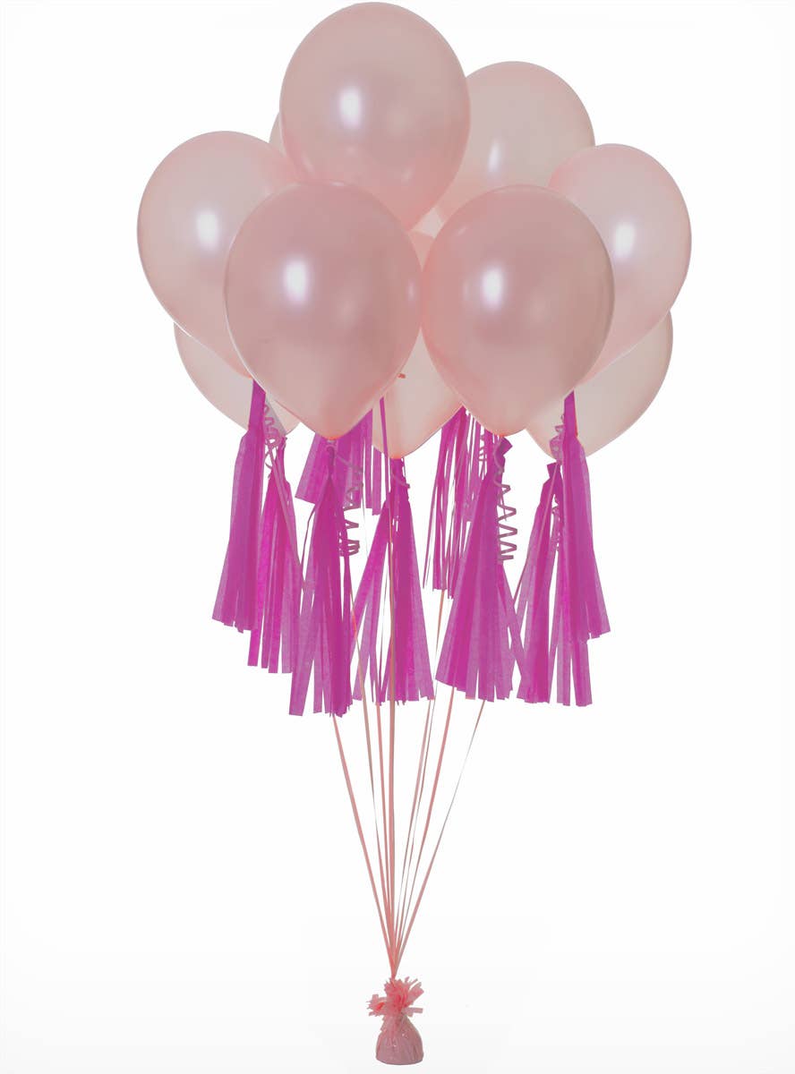 Image of Petunia Pink 9 Pack 35cm Of Decorative Paper Tassels - Alternate Image
