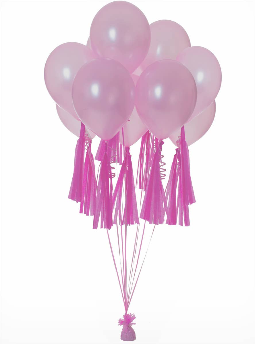Image of Rose Pink 9 Pack 35cm Of Decorative Paper Tassels - Alternate Image