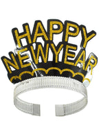 Image of Sparkly Gold Pack of 6 Happy New Year Party Crowns - Main Image