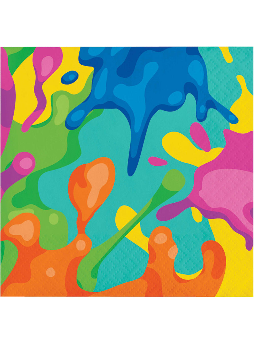 Paint Splatter 16 Pack Rainbow Beverage Napkins – Main Image