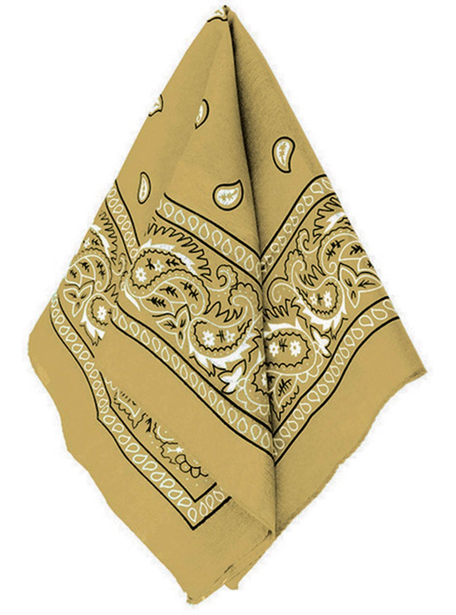Gold Paisley Print Bandanna Accessory