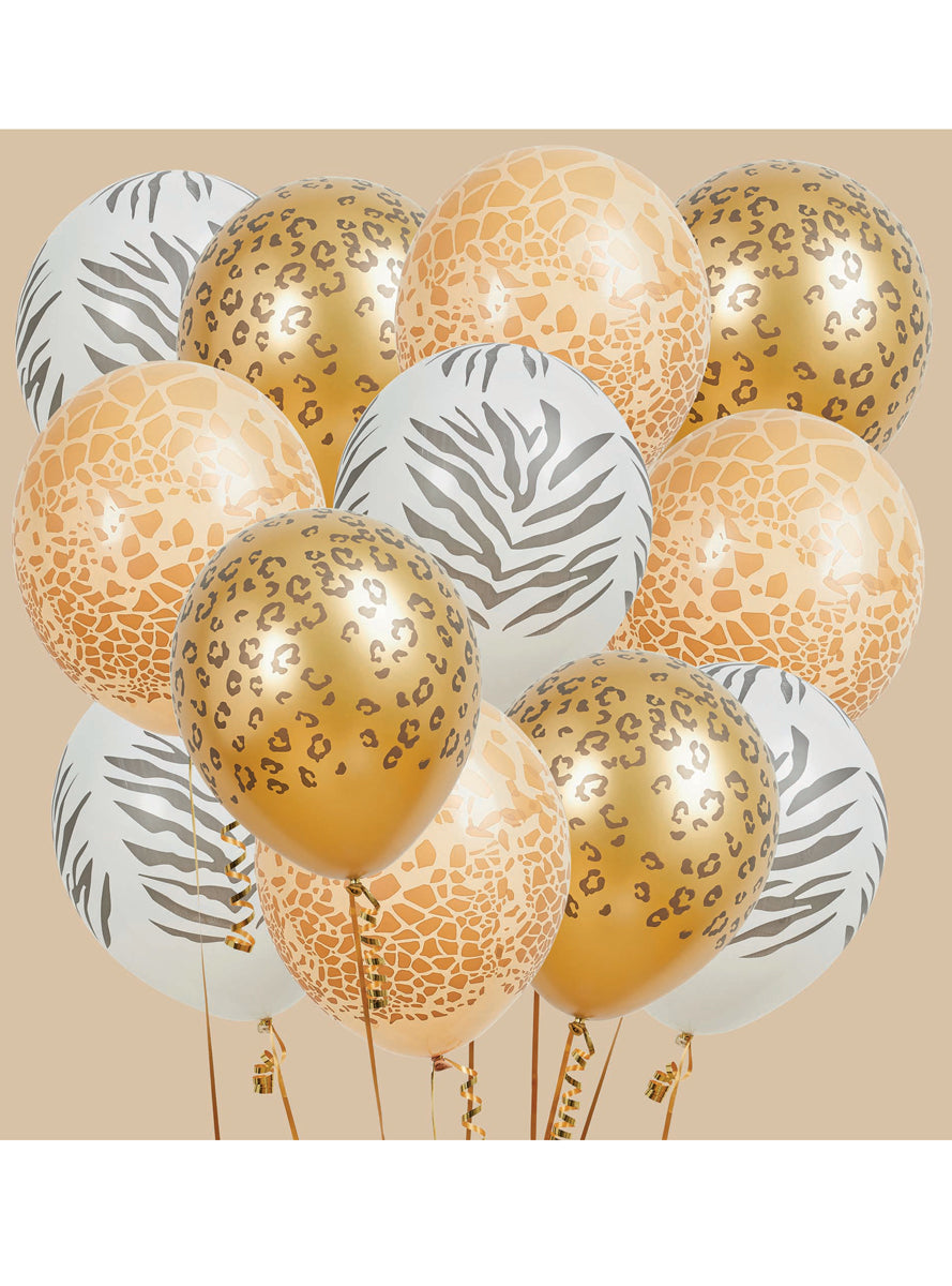 Party Animals 12 Pack Safari Animal Print 30cm Latex Balloons - Lifestyle Image 2