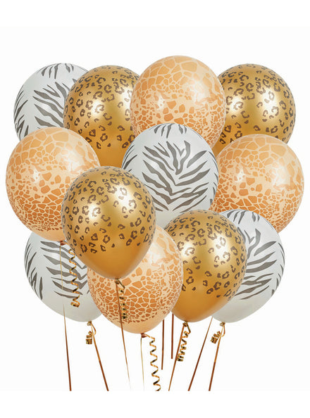 Party Animals 12 Pack Safari Animal Print 30cm Latex Balloons - Main Image