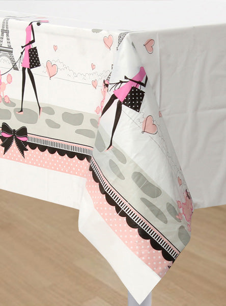 Party in Paris 259 Border Print Plastic Table Cover – Main Image