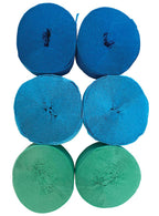 Image of Pack of 6 Blue and Green Crepe Paper Streamers
