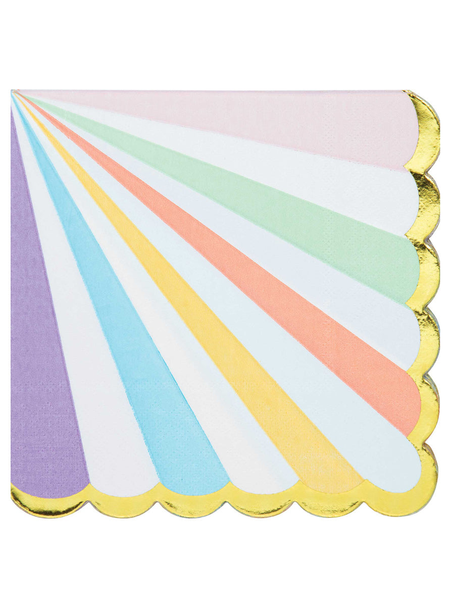 Pastel Celebrations Rainbow Scalloped Edge 16 Pack Lunch Napkins – Main Image