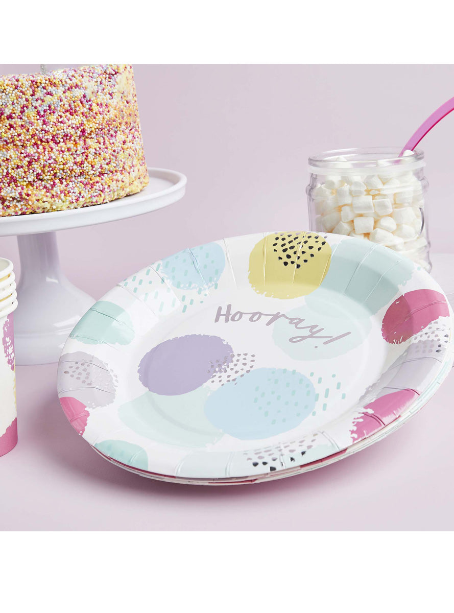 Pastel Pop Happy Birthday 10 Pack 23cm Paper Plates – Lifestyle Image