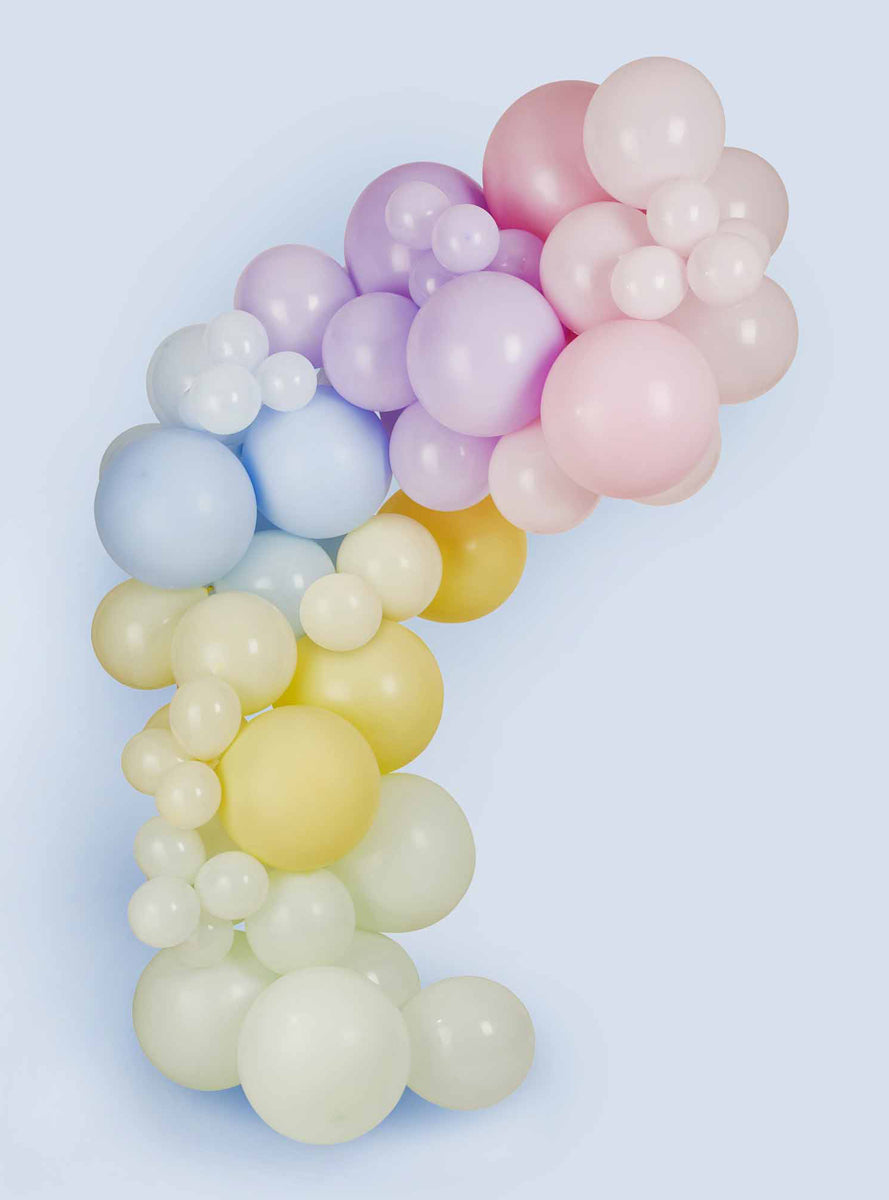 Pastel Rainbow 65 Piece Latex Balloon Arch Kit - Lifestyle Image
