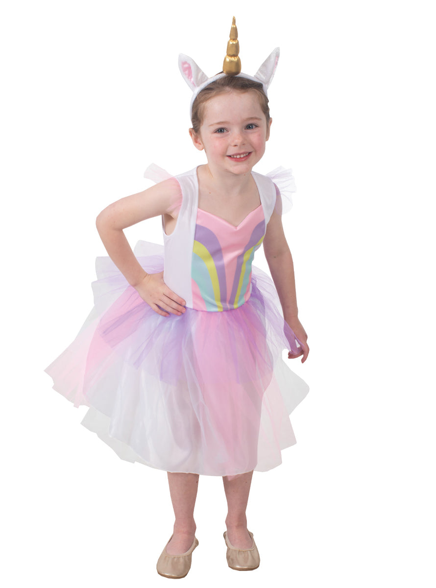 Pastel Rainbow Unicorn Girls Costume - Alternative Image 2