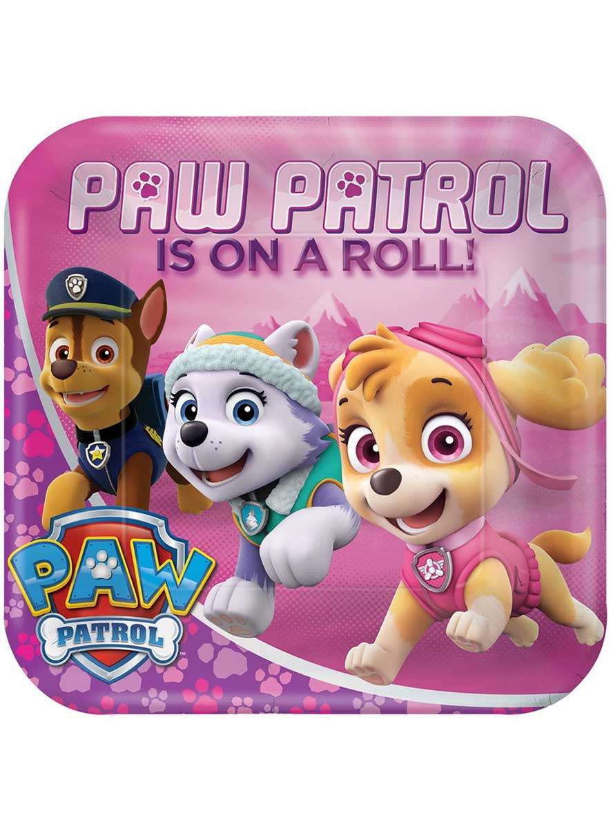 Image Of Paw Patrol Pink 8 Pack Large 23cm Paper Plates