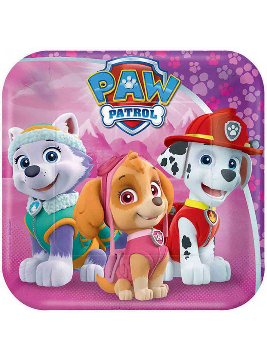 Image Of Paw Patrol Pink 8 Pack Small 17cm Paper Plates