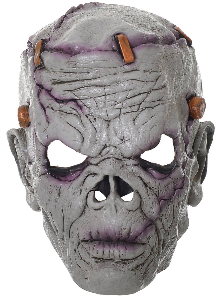 Deluxe Grey Rubber Frankenstein Full Head Halloween Mask - Front Image
