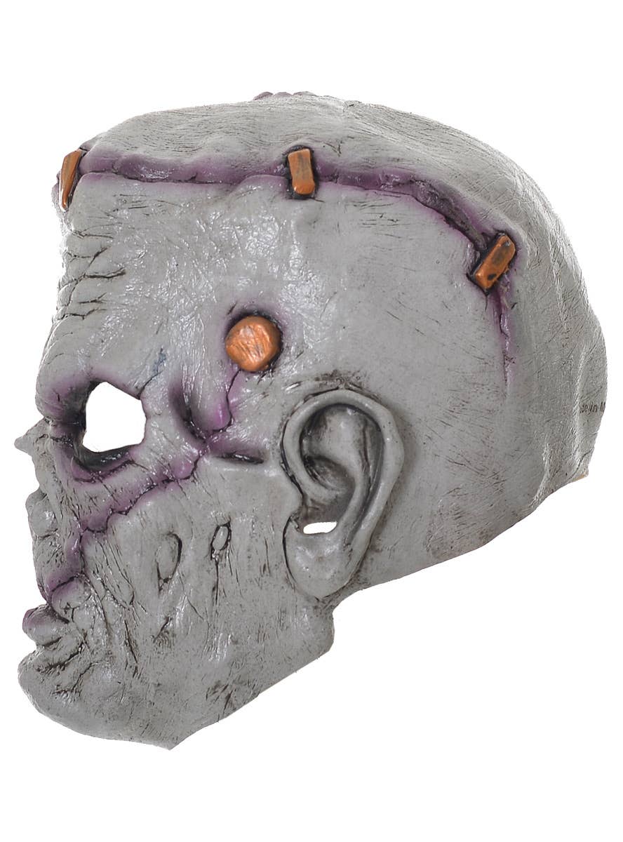 Deluxe Grey Rubber Frankenstein Full Head Halloween Mask - Side Image