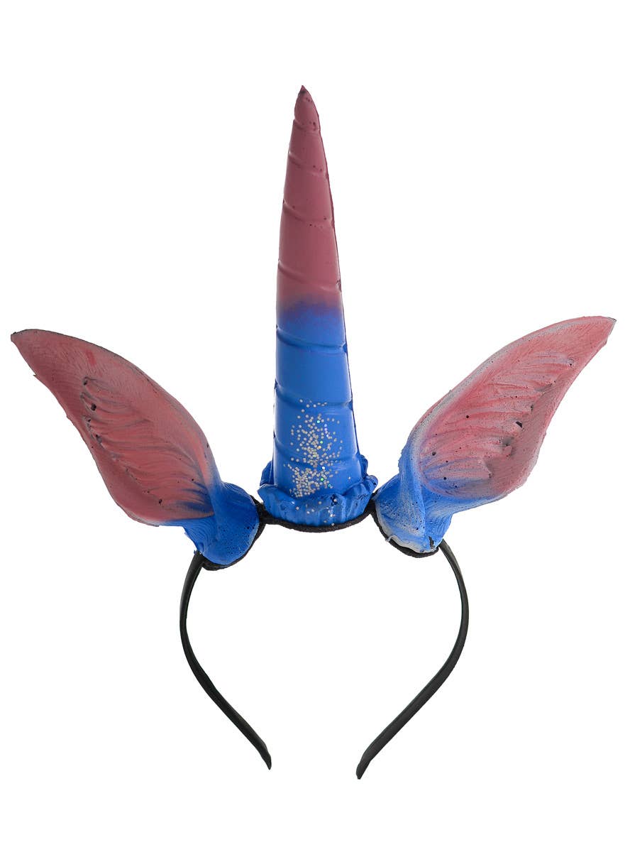 Pink and Blue Deluxe Latex Unicorn Wings and Headpiece Costume Accessory Set - Headband Image
