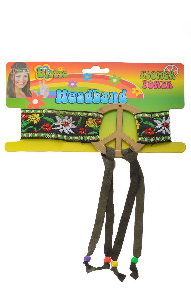 Flower Power Womens Hippie Peace Sign  Headband