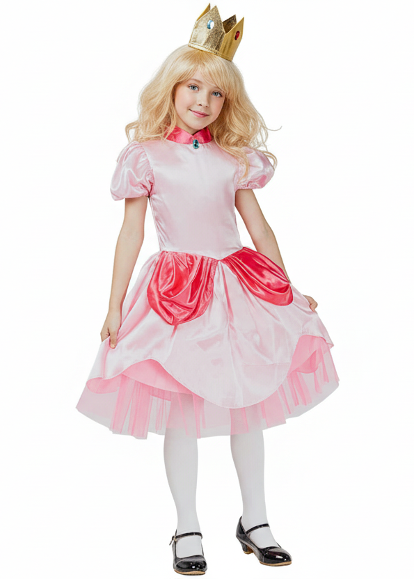 Image of Peachy Princess Girls Mario Inspired Costume - main image