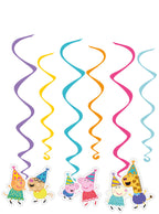 Peppa Pig Character Hanging Party Decorations 6 Pack - Main Image
