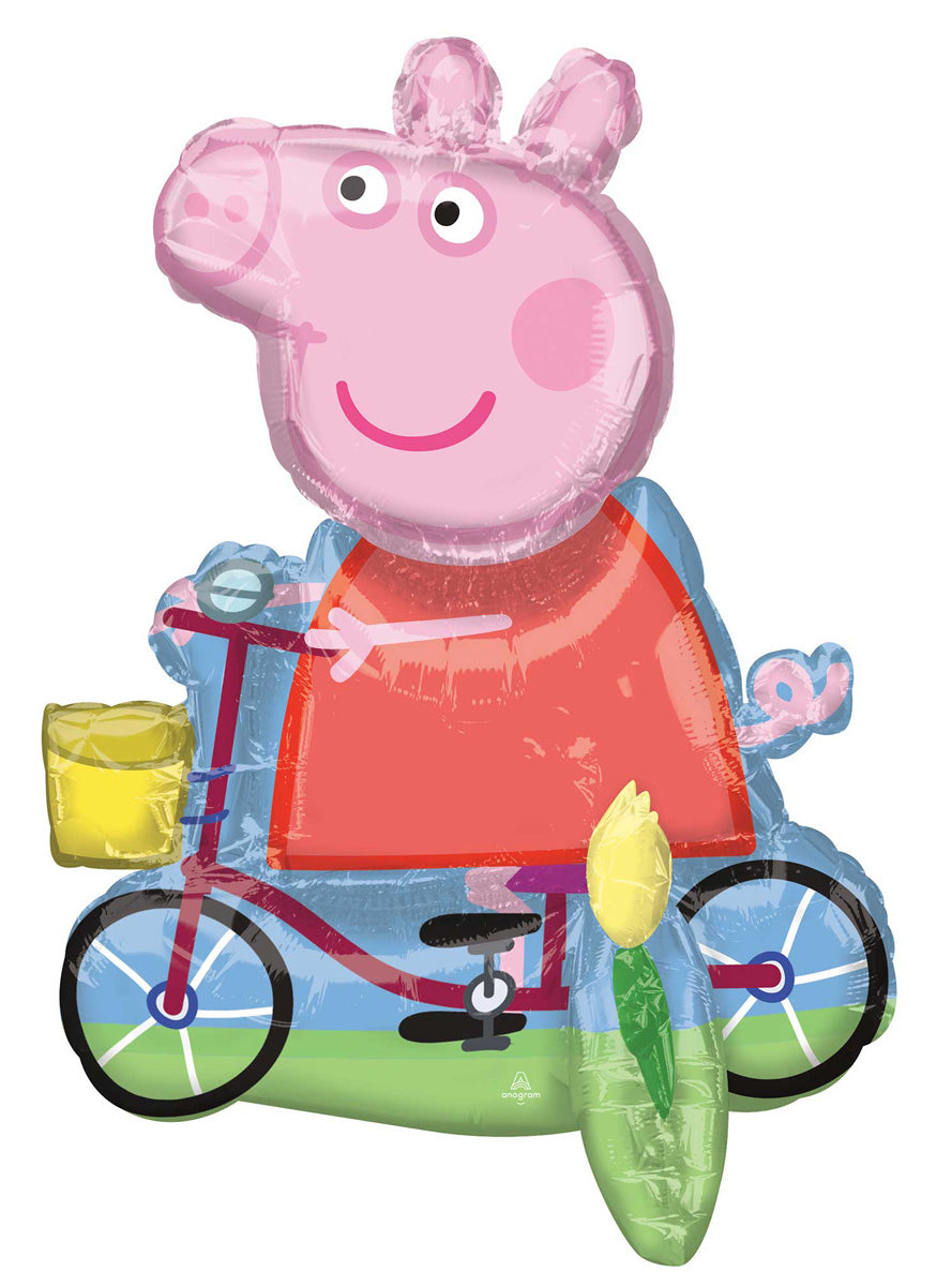 Peppa Pig Bike Riding Foil Balloon - Main Image