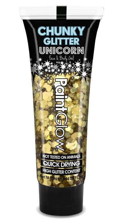 UV Reactive Paint Glow Holographic Chunky Glitter Gel - Gold Digger - Product Image