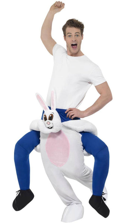 Novelty Piggyback Easter Bunny Men's Fancy Dress Costume - Main Image