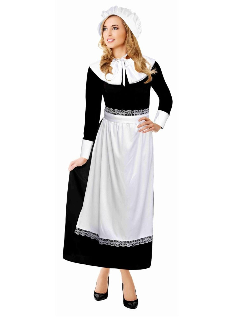 Pilgrim Plus Size Womens Black and White Historical Costume - Main Image