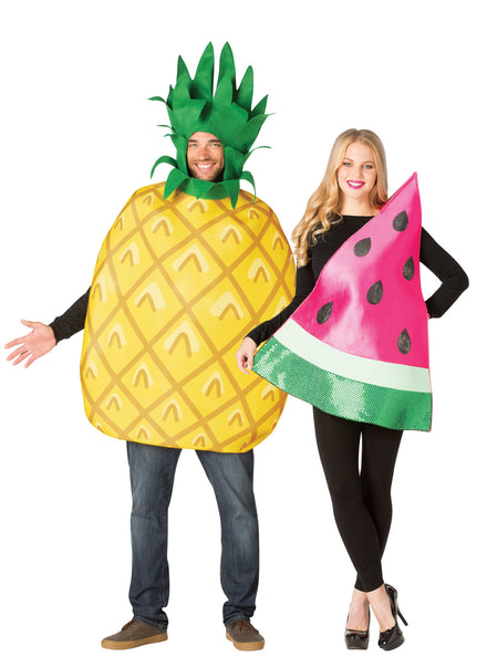 Pineapple and Watermelon Adults Fruit Couple Costume - Main Image
