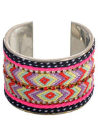 Pretty Pink and Black 70's Hippie 
Boho Wrist Cuff Costume Bracelet