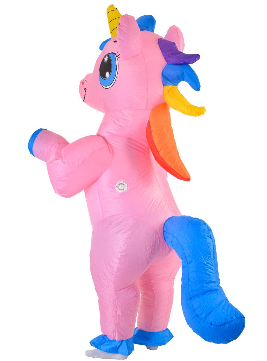 Image of Inflatable Pink Unicorn Adult's Fancy Dress Costume - Side Front Image