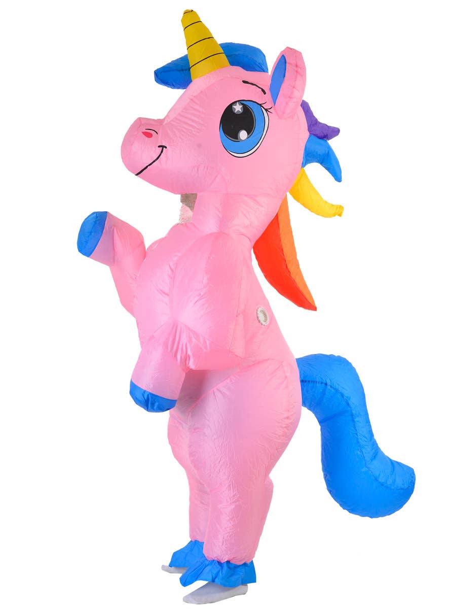 Image of Inflatable Pink Unicorn Adult's Fancy Dress Costume - Front Image