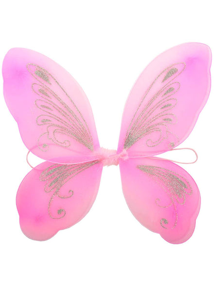 Image of Glittery Pink and Silver Girls Fairy Costume Wings
