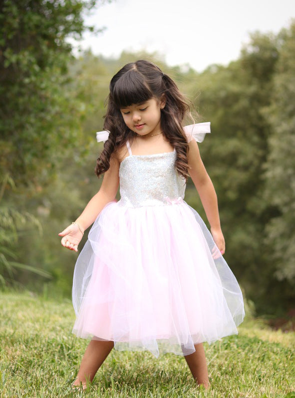 Pink And Silver Sequin Girls Princess Costume - Lifestyle Image 3