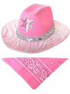 Image of Wild West Pink Cowgirl Hat and Bandanna Set