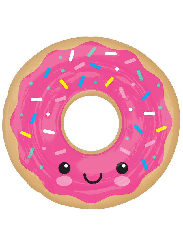 Pink Donut 68cm Supershape Self Sealing Foil Balloon - Front Image