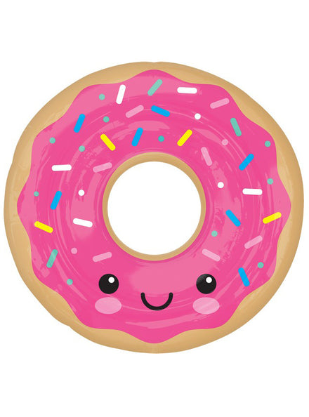 Pink Donut 68cm Supershape Self Sealing Foil Balloon - Front Image